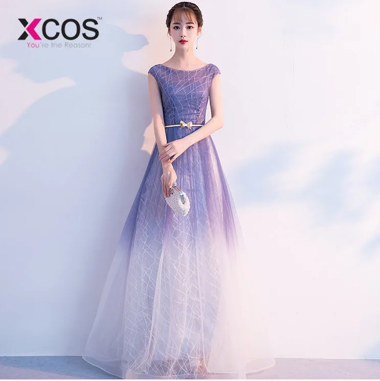 XCOS летние Омбре платья для выпускного вечера 2018 vestidos de gala женское вечернее платье