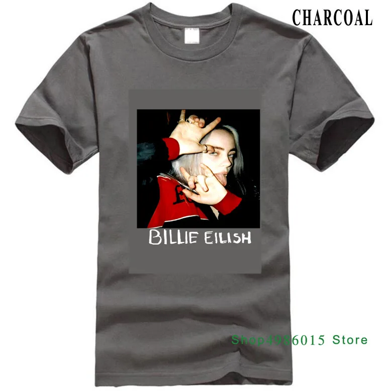 charcoal Billie Eilish Fans футболка, мы любим Billie Eilish, черная Хлопковая мужская S-3XL, новинка, крутые топы, Мужская футболка с коротким рукавом - Цвет: charcoal