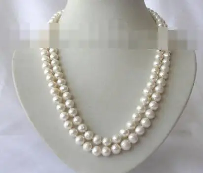 Потрясающие 32 &quot2 ряда 9-10 мм круглый белый пресноводным культивированным