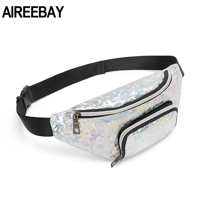 AIREEBAY голограмма PU кожаная поясная сумка нагрудная для женщин на молнии