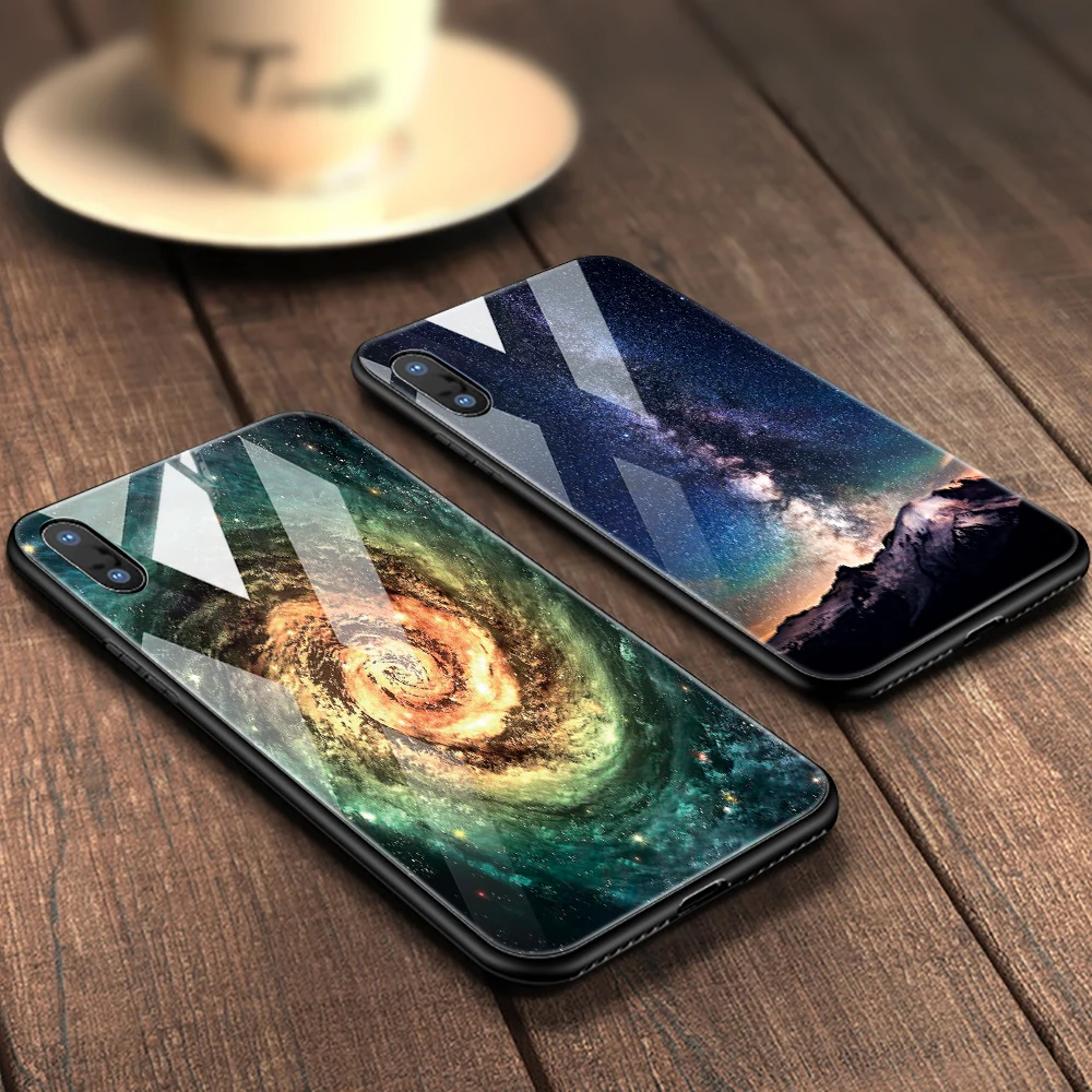 Artisome звезда пространство закаленное Стекло чехол для iPhone X XS MAX 7 8 6 s Мягкий край