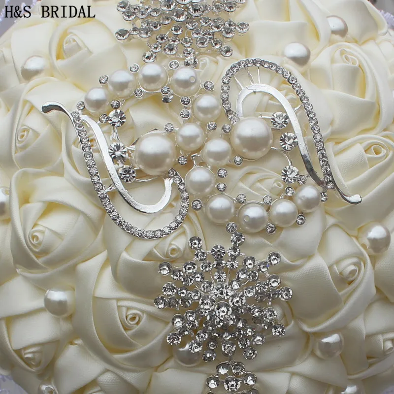 H&ampS BRIDAL Lace edge Bridal Bouquets Pearls Wedding Bouquet wedding accessories Artificial buque de noiva 2020 | Свадьбы и