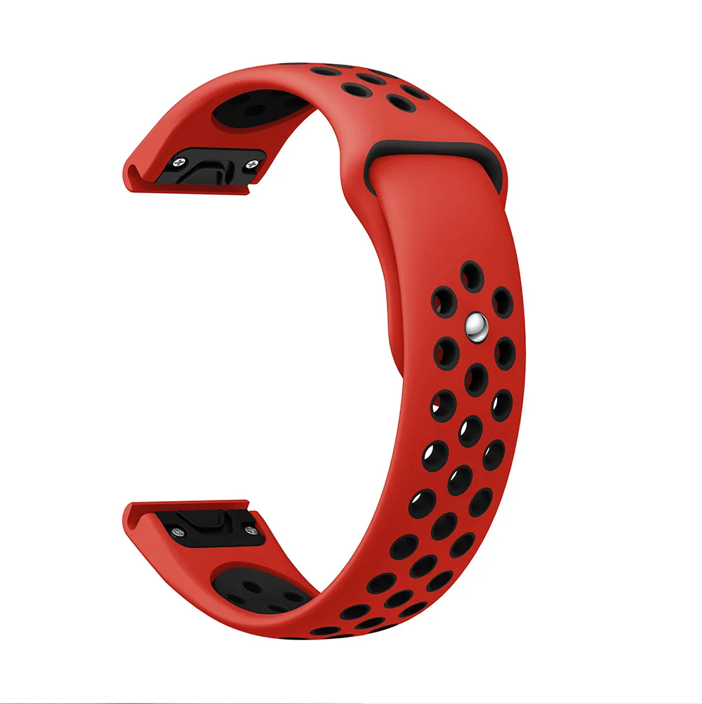 22 мм ремешок для часов Garmin Fenix 5/5 Plus часы Quick Release силиконовый ремешок для Garmin Instinct Forerunner 935 945 - Цвет: Red black