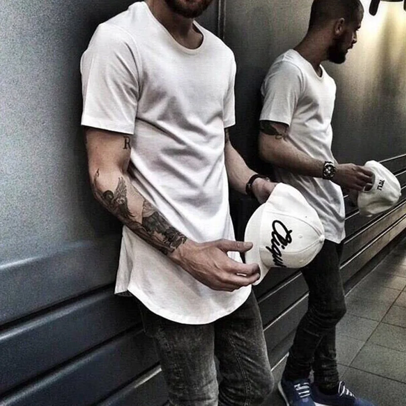 2017 Мужская большая и высокая одежда дизайнерские citi тренды длинная футболка homme