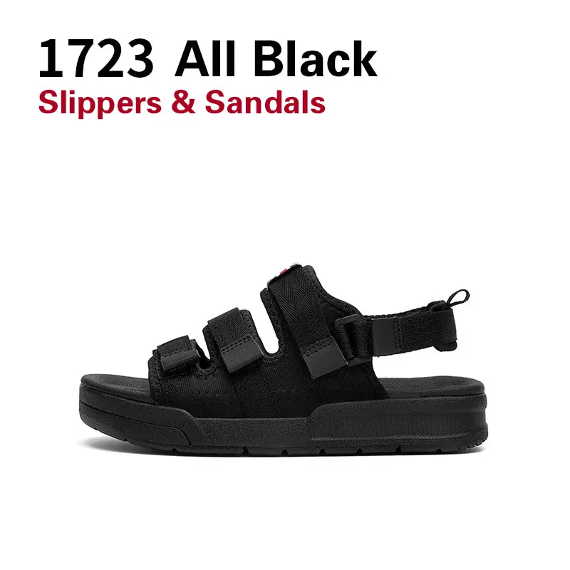 1723 All Black NKAVQI/женские босоножки; коллекция года; Летние босоножки на платформе с пряжкой; цвет черный, белый; женская обувь на толстой плоской подошве; обувь на танкетке с открытым носком - Цвет: 1723 All Black