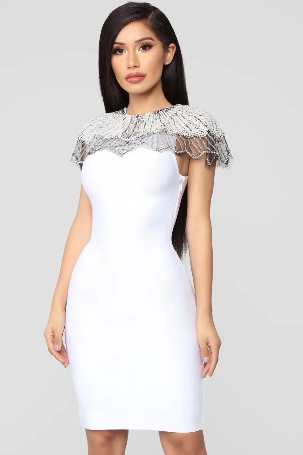 Женское дизайнерское Бандажное платье летнее из вискозы с бисером цвет желтый