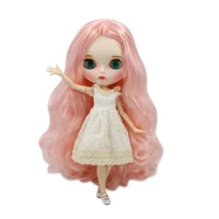 icy dbs blyth doll 16 bjd 30cm nude joint body with pink long curly hair and matte face bl1361010