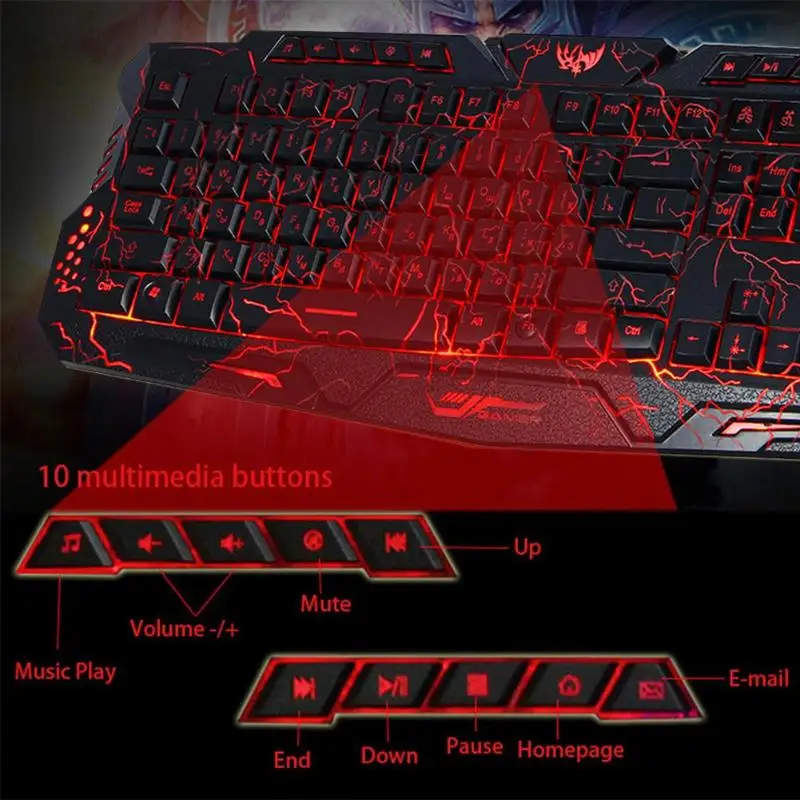 A878 USB Проводная игровая клавиатура русская версия 3 цвета с подсветкой игровой коврик для Overwatch