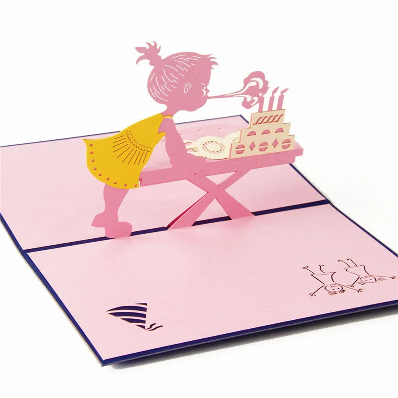 3D лазерная резка ручная работа день рождения вечеринка свеча девушка бумага