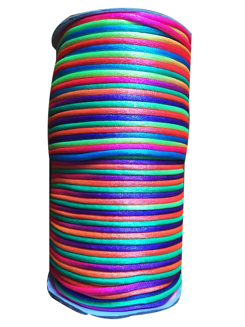 800m/roll Rainbow Rattail Stain Nylon Cord-1.5mm Jewelry Findings Macrame Rope  Bracelet Beading Cords Wire Accessories