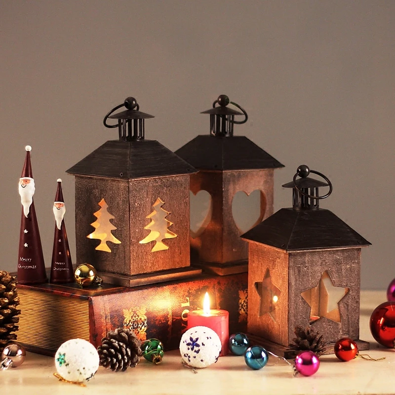 

Christmas Candle Furnishing Articles Romantic Table Hanging Decoration Home Decoration Wooden Candle Holders Party Candlestick