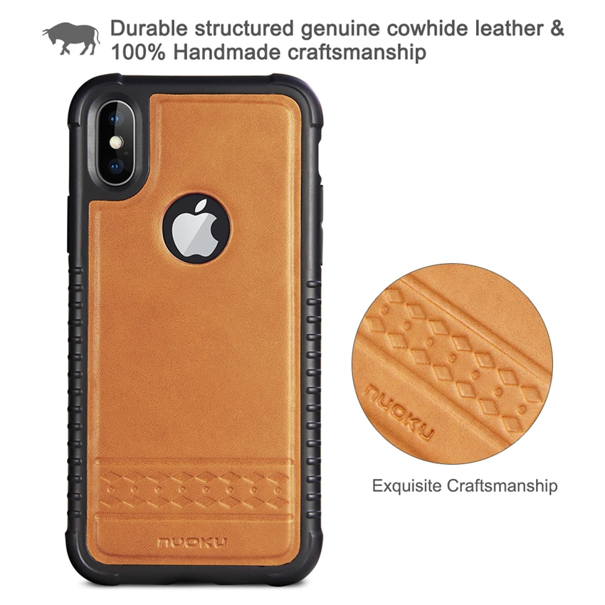 Роскошный NUOKU чехол для телефона из натуральной кожи для iPhone 7, 8 Plus, X, модный стиль, мягкая задняя крышка, чехол, рассеивающий тепло, Coque Funda
