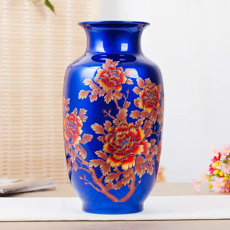 Фарфоровая ваза для цветов Цзиндэчжэнь с хрустальной глазурью Декор дома ручная
