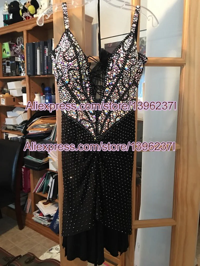 Женская юбка для латиноамериканских танцев черная с V образным вырезом