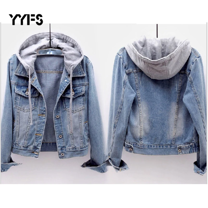 Джинсовые куртки женские с капюшоном уличная джинсовая куртка Harajuku Femme 2019 Новая