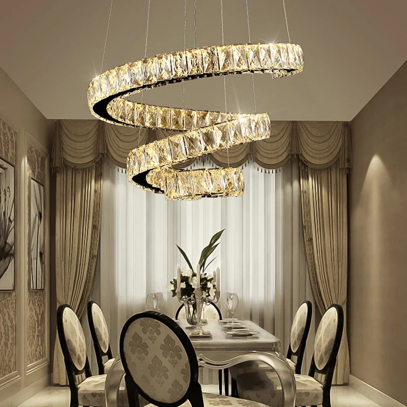 Светодиодный светильник для люстры современный спиральный с кристаллами|Люстры|