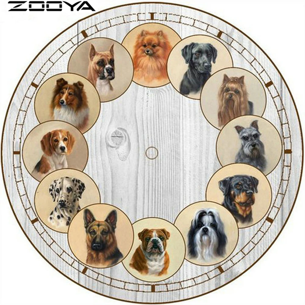 

ZOOYA DIY 5D Diamond Painting Cross stitch Dog Clock Needlework Diamond Embroidery Pattern Hobbies and Crafts Home Decor R1045