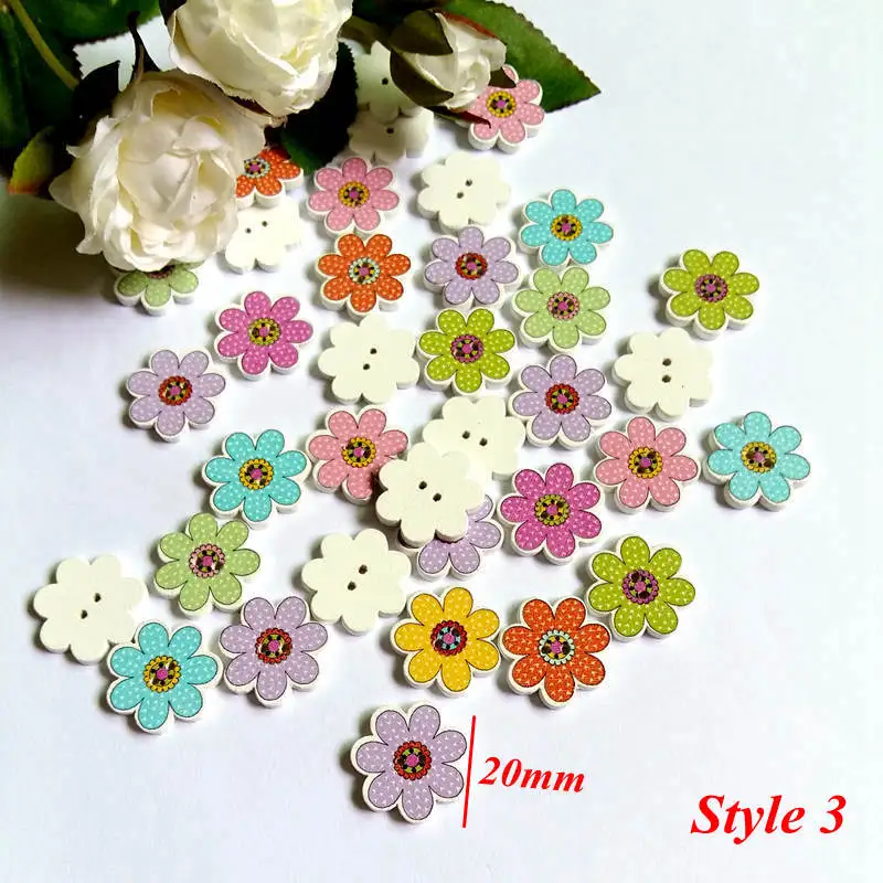 150 шт./лот 2 отверстия симпатичный flowerbuttons декоративные пуговицы, скрапбукинг 2 отверстия деревянные пуговицы для шитья flatblck блокнот ручной работы - Цвет: Style 3