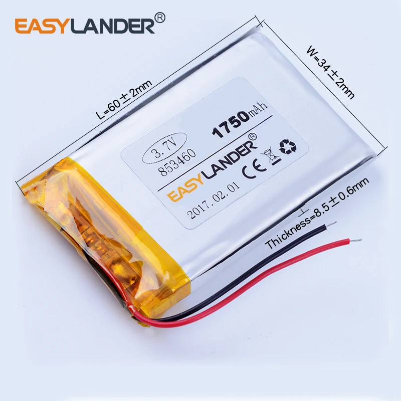 853460 3 7 V 1750mAh литий-полимерный литий-ионный аккумулятор для bluetooth гарнитуры GPS PDA MP3