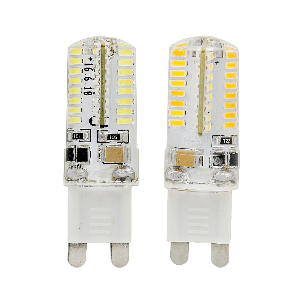 10 шт./лот G9 Светодиодные лампы 64 светодиодов 85-265 В свет SMD 3014 люстра прожектор заменить 6 Вт компактный лампа дневного света для дома Освещение