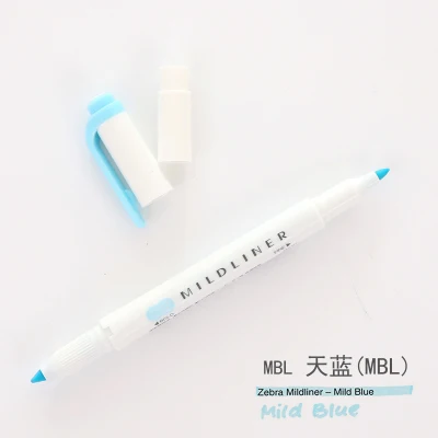MBL MBL 1pcs Kawaii Japanese Zebra Mild Liner Highlighter Pen Fluorescent Double Headed marker Pen Color Mark Pen Cute Stationery - Цвет: MBL MBL