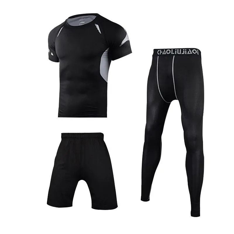 Men sportswear-3-4 Мужская спортивная одежда, дышащие быстросохнущие спортивные костюмы, компрессионная одежда для тренажерного зала, фитнеса, тренировок, занятий спортом, бега, набор для мужчин - Цвет: Men sportswear-3-4