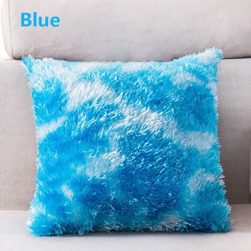 Blue 45*45 см, Европейский плюшевый чехол для подушки GradientRamp, Шерстяной Чехол для подушки из искусственного меха, чехол для дивана, кровати, наволочка, Рождественская наволочка - Цвет: Blue