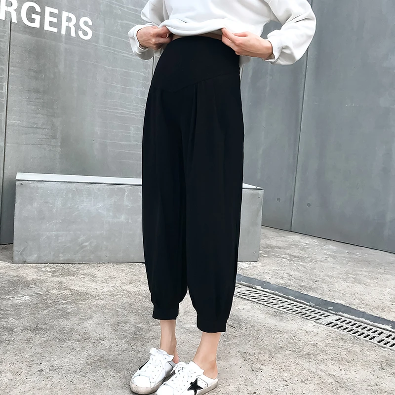 Свободные шифоновые штаны для беременных с эластичной резинкой на талии летние