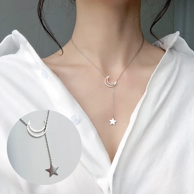 Pendant 10 Простой цветок сердце подвеска для девочек Женская мода Любовь Луна цепочка со звездами шеи ювелирные изделия подарок на день рождения леди Квадратный Круг Ожерелье - Окраска металла: Pendant 10