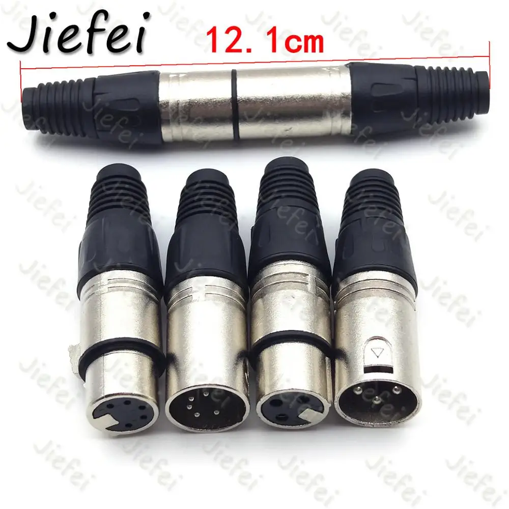 5 комплектов XLR 3Pin 5pin аудио микрофонный кабель Разъем Черный штекер + гнездо
