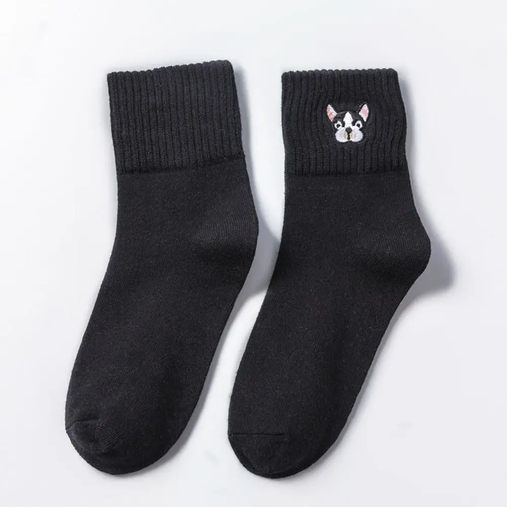 

Spring Summer Socks for Women Cotton Sock Harajuku Cartoon Dog Embroidery Cute Female Casual Socks Ladies Solid Color Socks