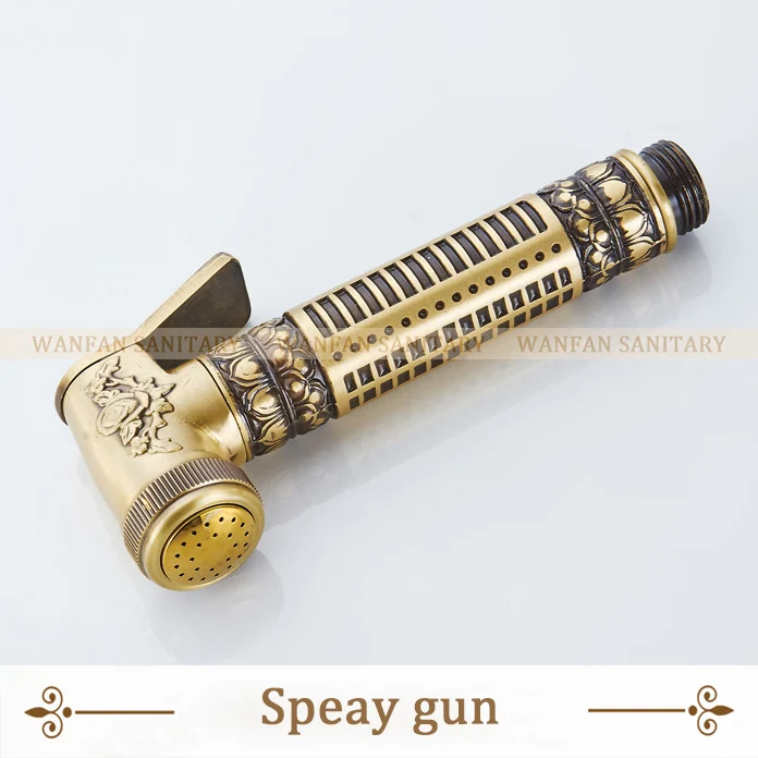 Spary Gun Смесители для биде настенный Ванная комната гигиеническим душем опрыскиватель античный латунный водопроводный кран Аэрограф Туалет стиральная машина WF556 - Цвет: Spary Gun