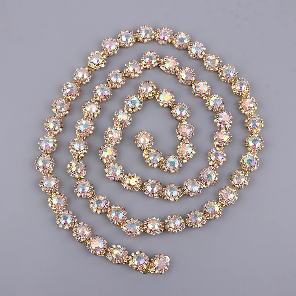 1 ярд кристаллы золотые стразы закрытая цепочка отделка Пришивание для