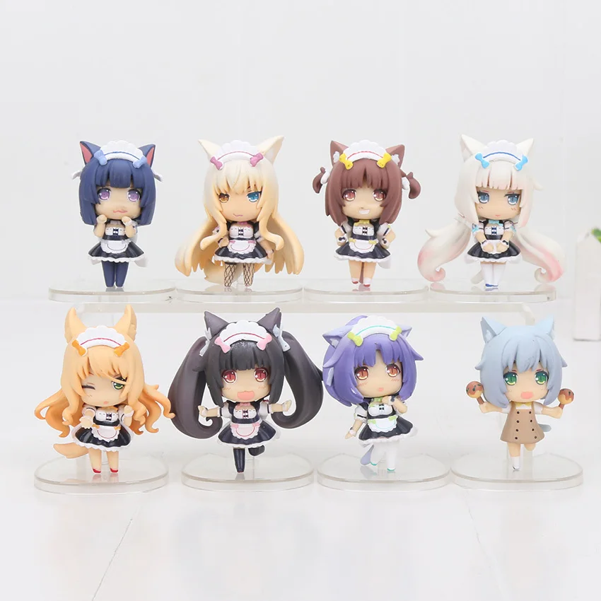 8 pz/набор Nekopara chocolat Mini scala 1/16 dipinte figuera Vaniglia Azuki Cocco ПВХ фигурка Da Collezione игрушка 6