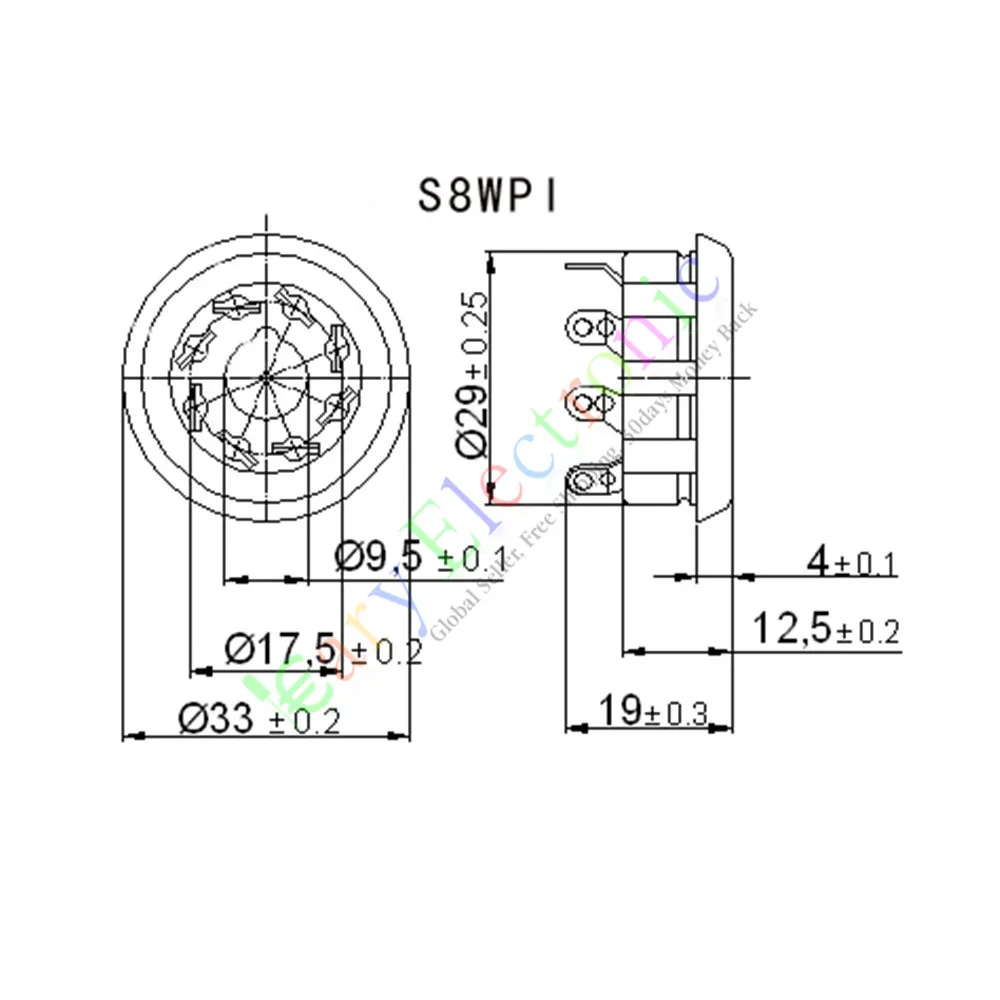 Оптовая и розничная продажа 4 шт. 8 контактная вакуумная трубка золотое покрытие