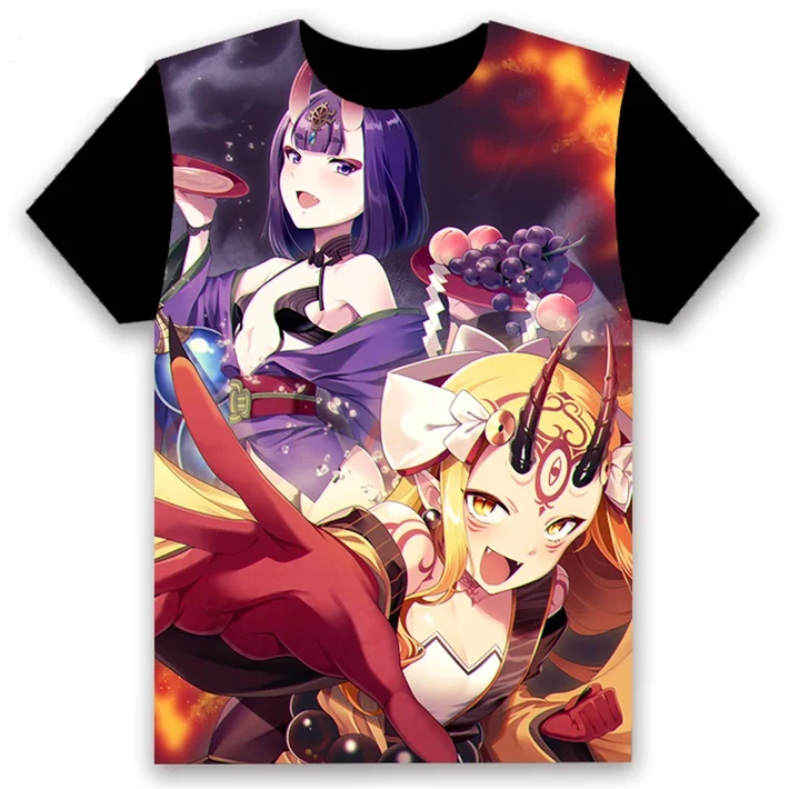 2 Футболка с аниме FGO Fate/Grand Order Shuten douji, косплей, короткий рукав, унисекс, повседневная черная футболка, летняя модная забавная футболка, топы - Цвет: 2