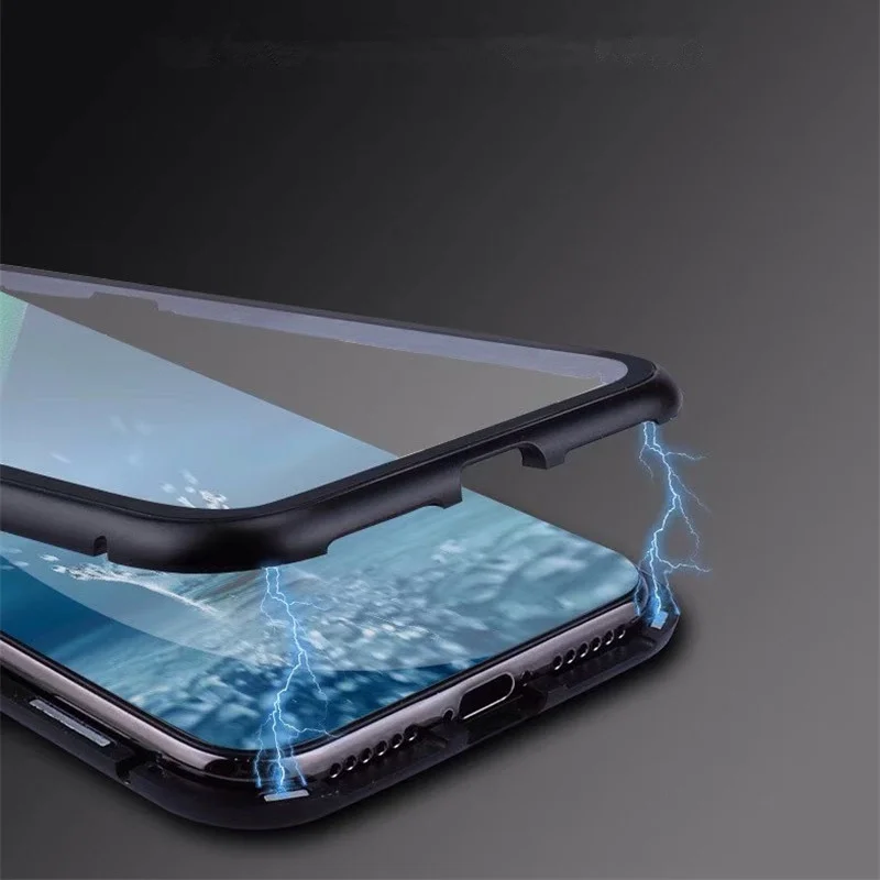 Магнитный адсорбционный металлический чехол для iPhone 11 pro MAX 12 XS 7 8 Plus магнит