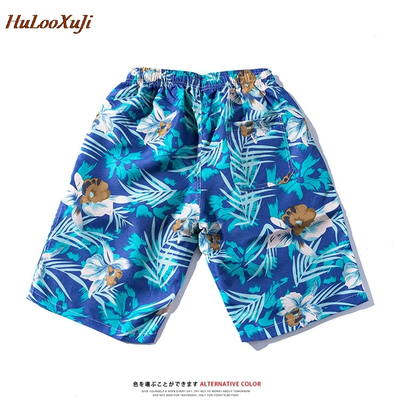 HuLooXuJi Men Summer Sets Fashion Blue Flower Printed Short Sleeve Shirts +Shorts Two Piece Set Tracksuits US Size:S-2XL | Мужская