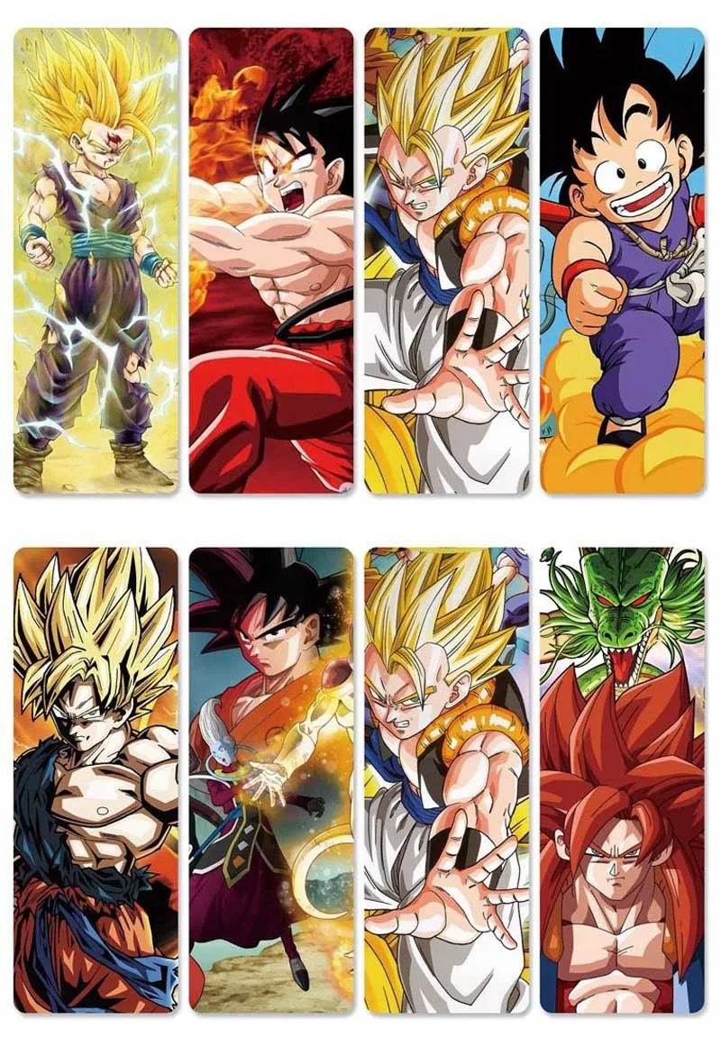 

8pcs/set Anime PVC Bookmarks of Dragon Ball Z Printing With Son Goku/Kakarotto for Books School Supplies Accessories Stationery