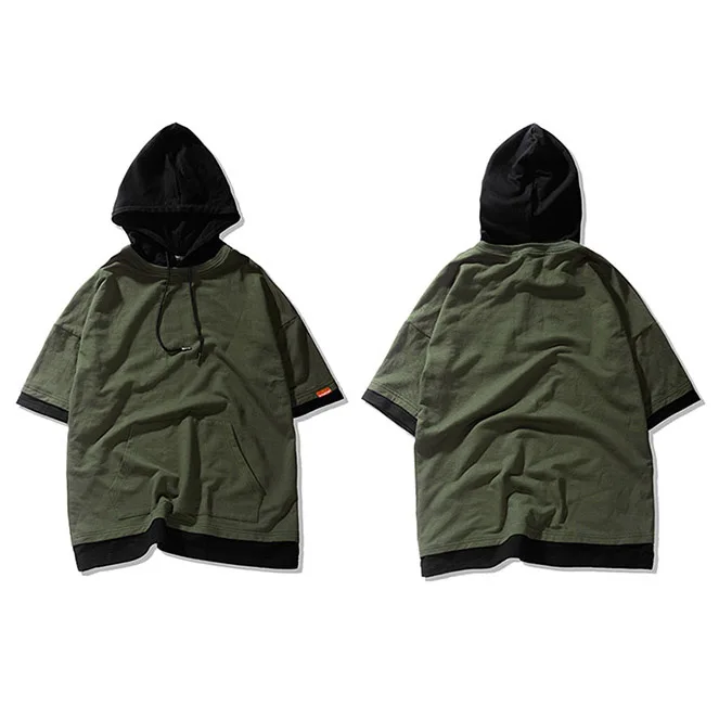 C15T207 Army Green 7 цветов, Харадзюку, худи с коротким рукавом, мужские простые толстовки, Корейская уличная одежда в стиле хип-хоп, новинка, Весенняя Повседневная Толстовка, армейский зеленый цвет - Цвет: C15T207 Army Green