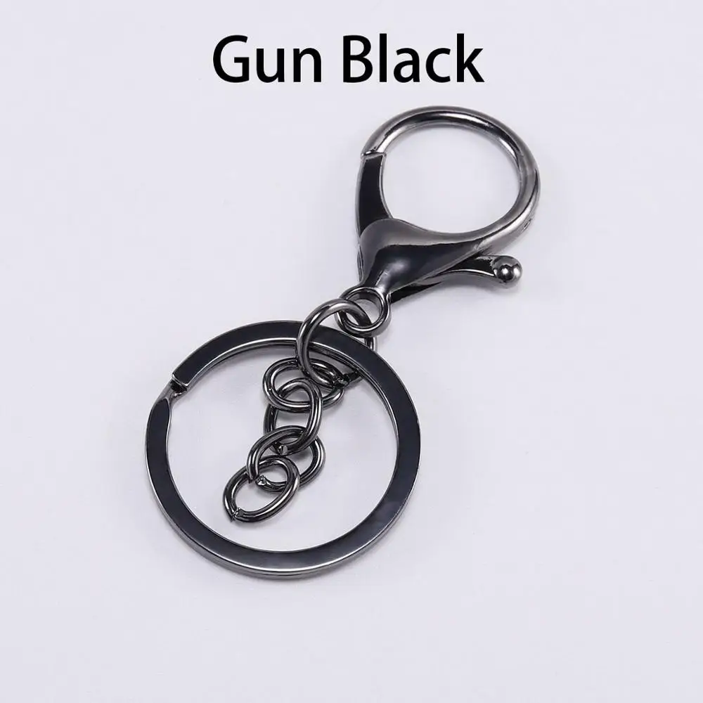 Gun Black 5 шт./лот, 6 цветов, брелок для ключей, 30 мм, длинный, 70 мм, покрытый омаром, застежка, крючок для ключей, цепочка, принадлежности для изготовления ювелирных изделий - Цвет: Gun Black