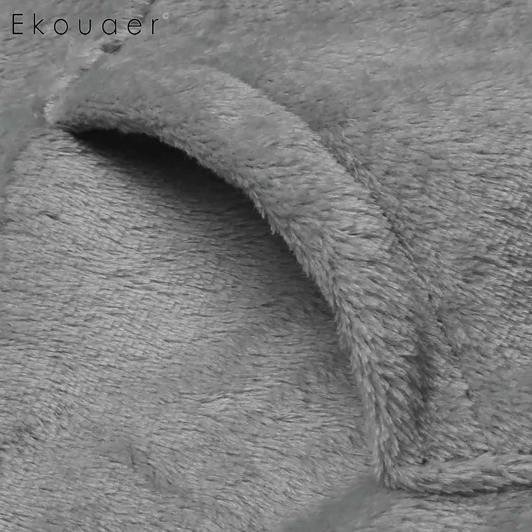 Ekouaer/теплые женские пижамные комплекты зимняя одежда для сна из флиса с капюшоном