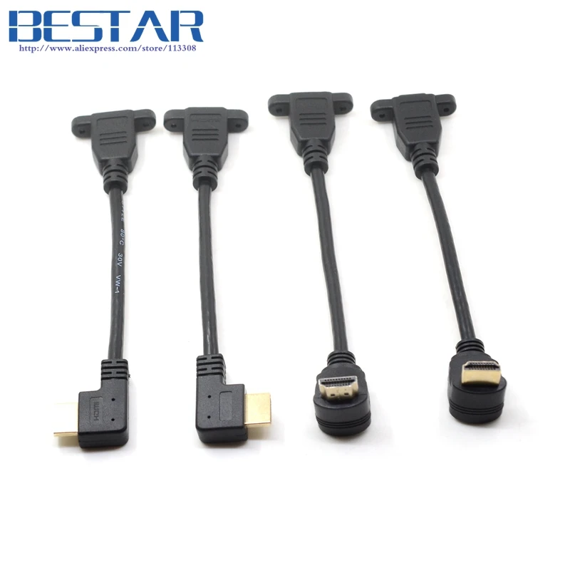 15 см HDMI 2,0 4 K* 2 k позолоченная медь кабель 60 Гц HDMI 2,0 V v2.0 правой и левой крышкой вверх/вниз угол мужского и женского пола для монтажа в панель с винтами HD кабель-удлинитель