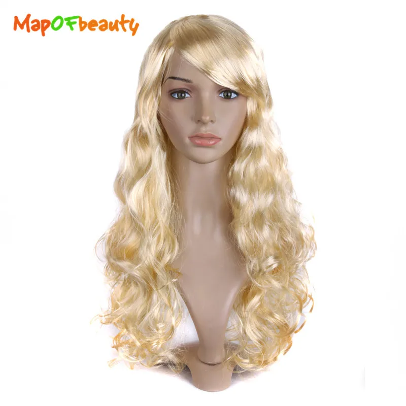 MapofBeauty 24 &quotблондинка парик длинные волнистые косплэй Искусственные парики для