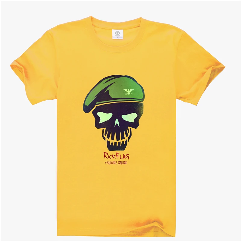 2016 Suicide Squad Detective Comics RICKFLAG мужская Хлопка С Коротким Рукавом Футболки Повседневная