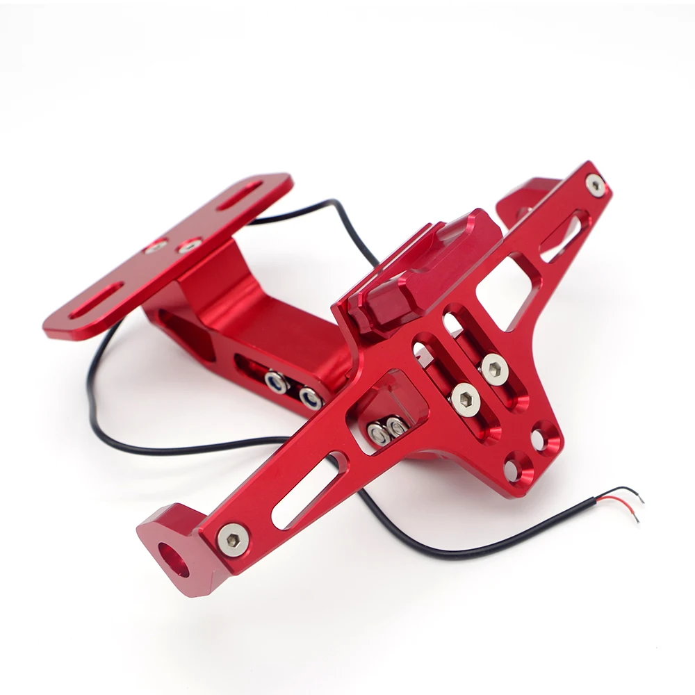 Red Для honda cb125r suzuki burgman honda cbr 250r Suzuki нарушителя yamaha xt660r мотоцикл светодиодный Кронштейн номерного знака держатель CNC - Цвет: Red