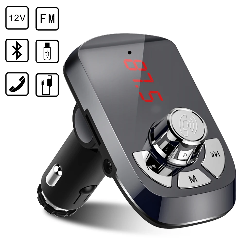 Беспроводной адаптер Voulttom для автомобиля, fm-передатчики, Bluetooth 4,2, MP3, музыкальный плеер, TF, флеш-музыка, 5 В, 2,4 А, USB зарядное устройство для автомобиля