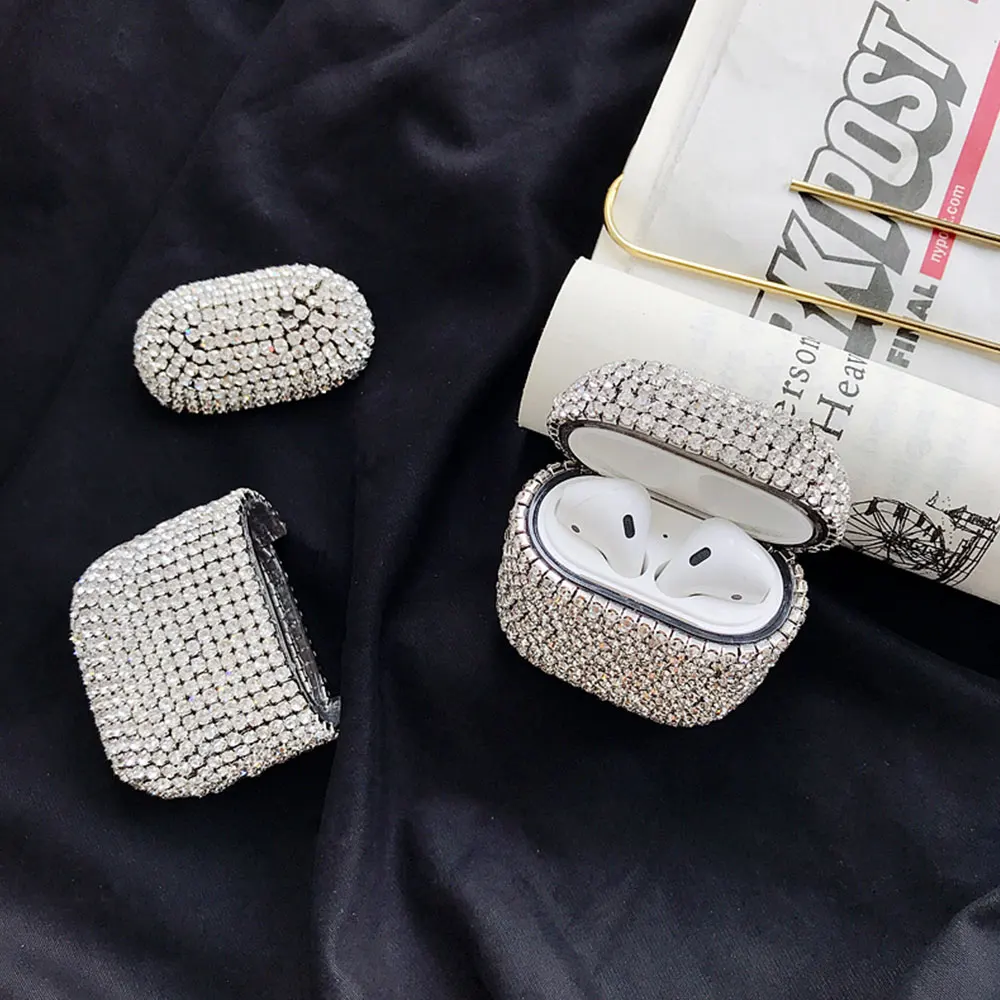 Caseier Роскошный чехол со стразами для Airpods Bluetooth защитный чехол для наушников для Airpods 1 2 Беспроводные аксессуары для гарнитуры