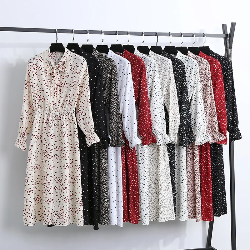 Лето Осень женское шифоновое платье сломанные цветы Бабочка v-образным вырезом