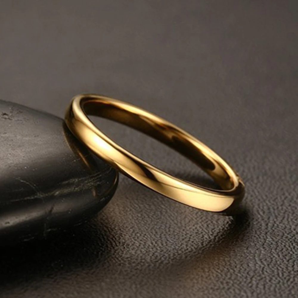 Вольфрамовое металлическое 2 мм обычное свадебное кольцо Золотое Размер 6-11 |